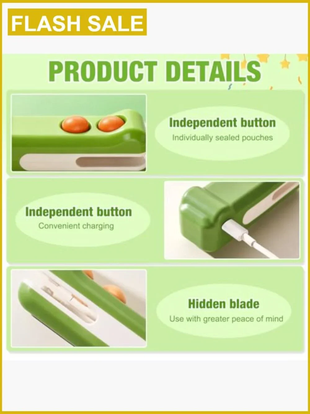 Mini Bag Sealer with Cutter and Magnet, Rechargeable Heat Sealer for Snack Bags